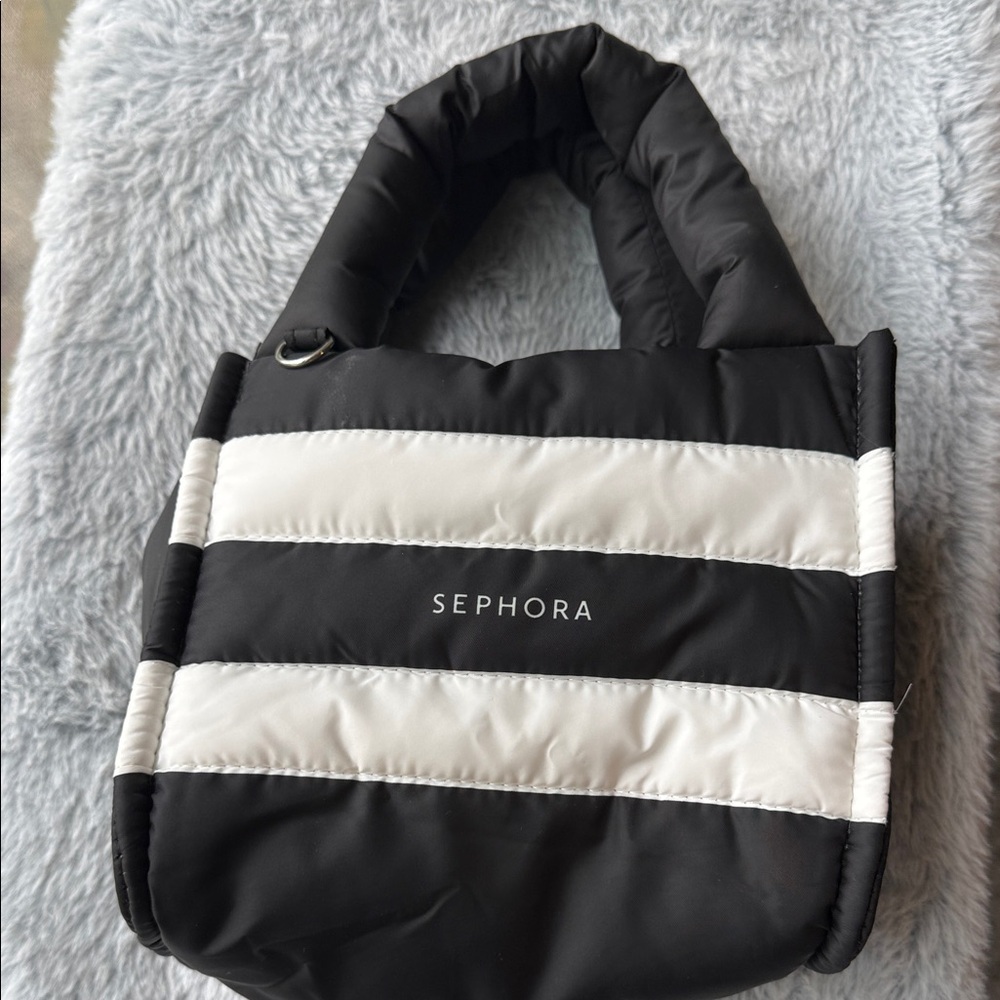 Sephora Black and White Quilted Puffer Tote Mini